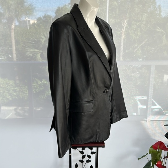 Brook Brothers 100% lamb leather black super soft, one button, size L - Picture 12 of 16